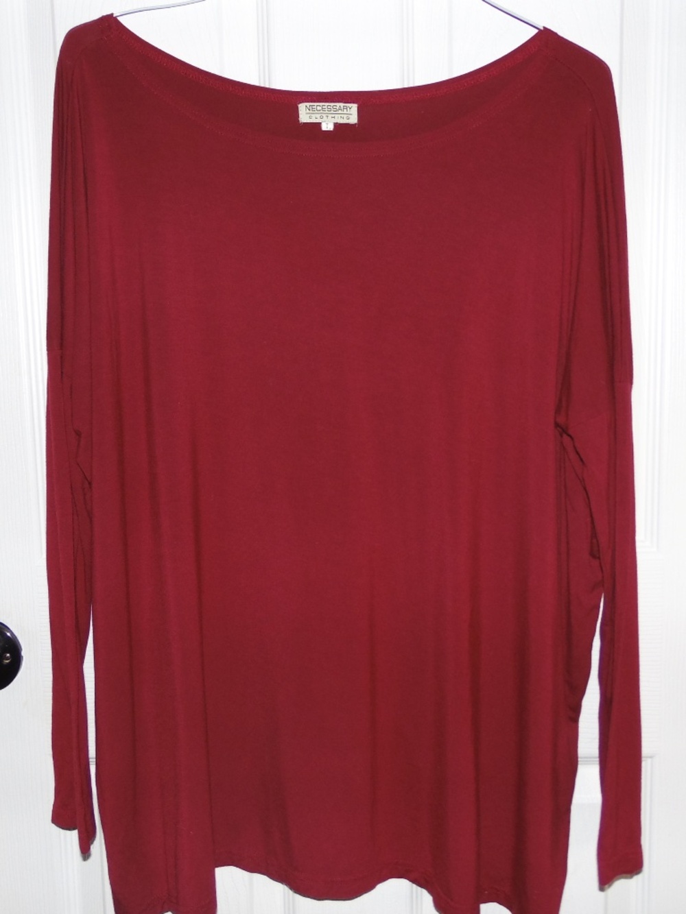 Necessary Clothing Women’s Large Burgundy Long Sleeve Dolman Top